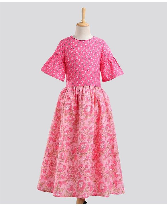Pine Kids Half Sleeves Lehenga And Choli Set - Pink