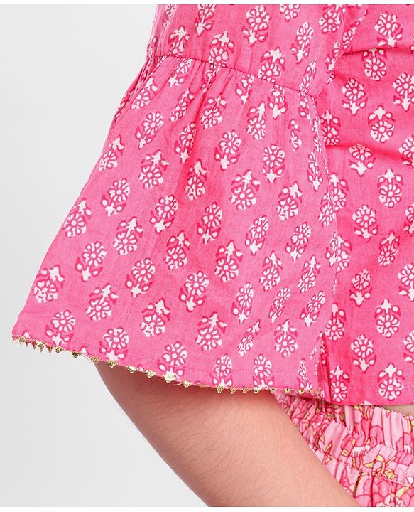 Pine Kids Half Sleeves Lehenga And Choli Set - Pink
