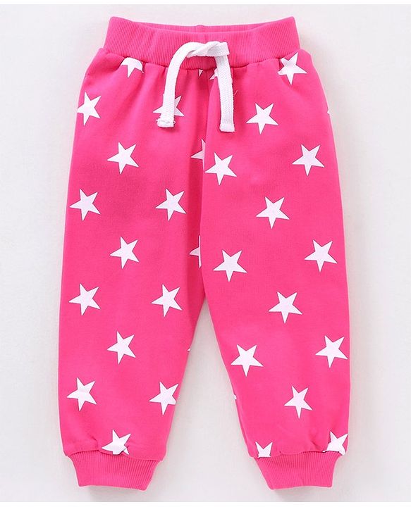 Babyhug Full Sleeves Terry Night Suit Star Print - Pink