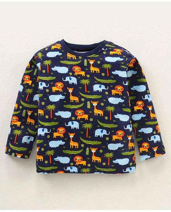 Babyhug Full Sleeves Night Suit Animal Print - Multicolor
