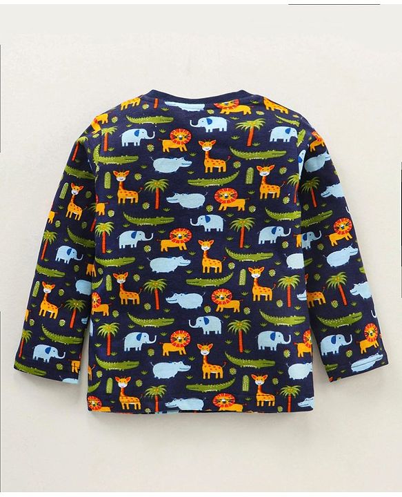 Babyhug Full Sleeves Night Suit Animal Print - Multicolor