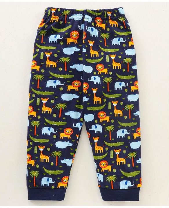 Babyhug Full Sleeves Night Suit Animal Print - Multicolor