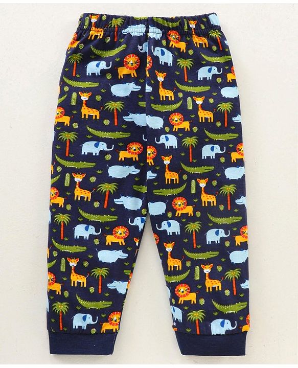 Babyhug Full Sleeves Night Suit Animal Print - Multicolor