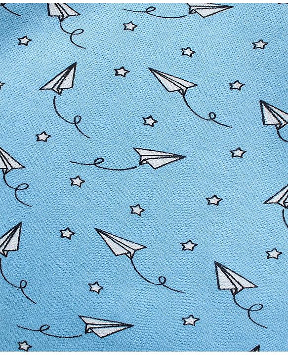 Babyhug Cotton Full Sleeves Night Suit Paper Plane Print - Blue
