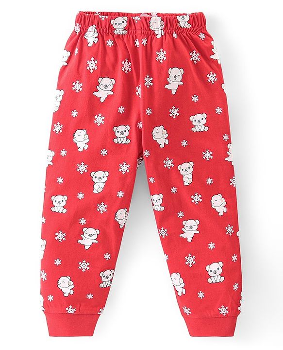 Babyhug Cotton Knit Full Sleeves Bear Printed Night Suit -  Blue
