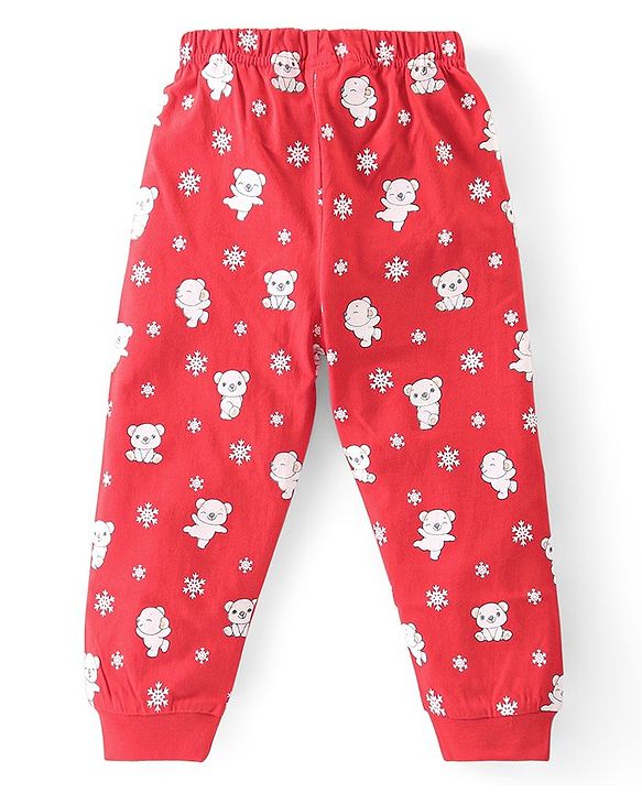 Babyhug Cotton Knit Full Sleeves Bear Printed Night Suit -  Blue