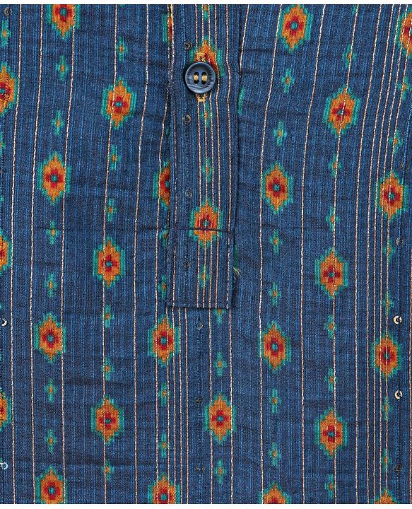 Babyhug Full Sleeves Embroidered Kurta and Dhoti Set - Blue & Yellow