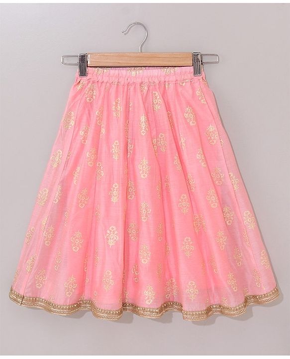 Babyhug Sleeveless Choli & Lehenga Set with Dupatta Floral Embroidered - Peach