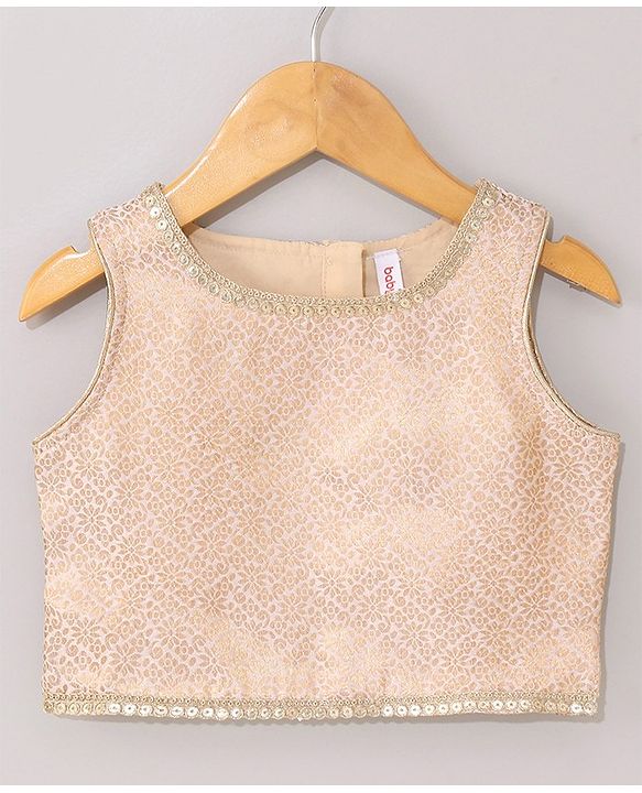 Babyhug Sleeveless Choli & Lehenga Set with Dupatta Floral Embroidered - Peach