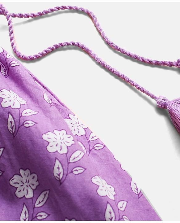 Babyhug Singlet Sleeves Ethnic Dress Floral Print - Lavender