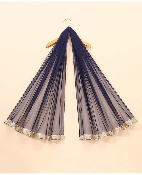 Babyhug Three Fourth Sleeves Embroidered Flared Lehenga Choli & Dupatta - Blue