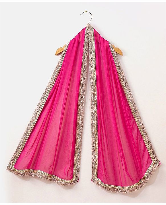 Babyhug Sleeveless Choli & Lehenga Set with Dupatta Tie Dye Print with Zari Design & Golden Lace Hem - Fuschia