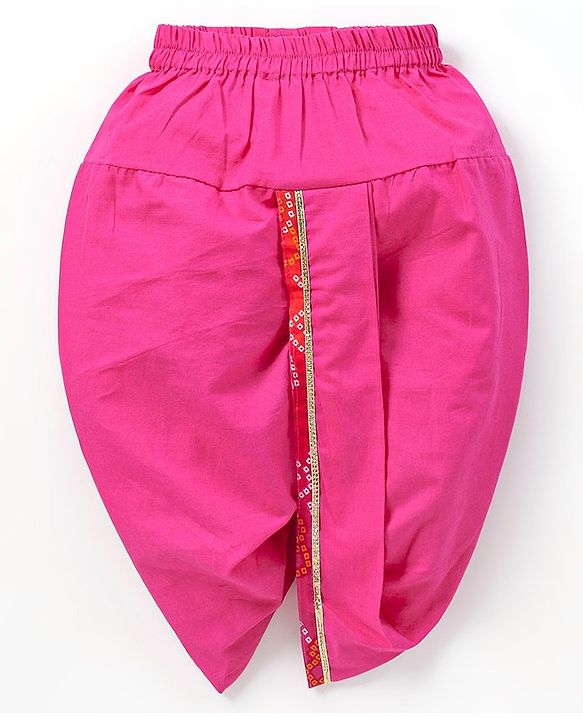 Babyhug 100% Cotton Full Sleeves Kurta & Dhoti Set Bandhani Print- Fuschia