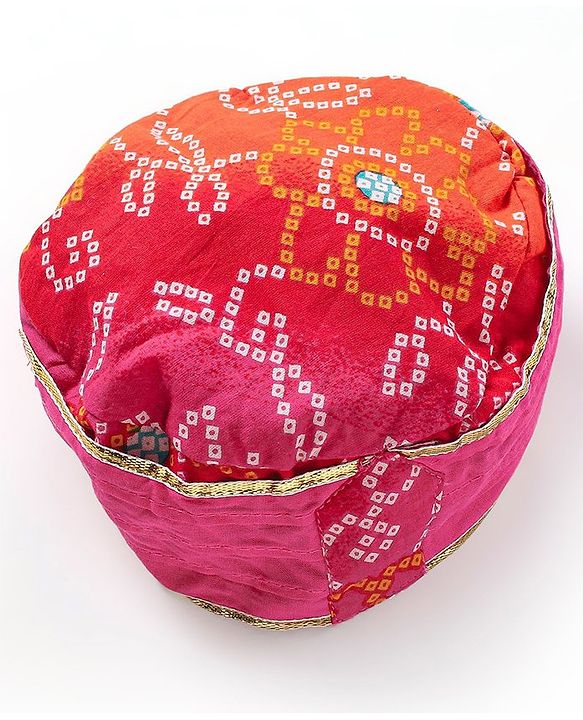 Babyhug 100% Cotton Full Sleeves Kurta & Dhoti Set Bandhani Print- Fuschia
