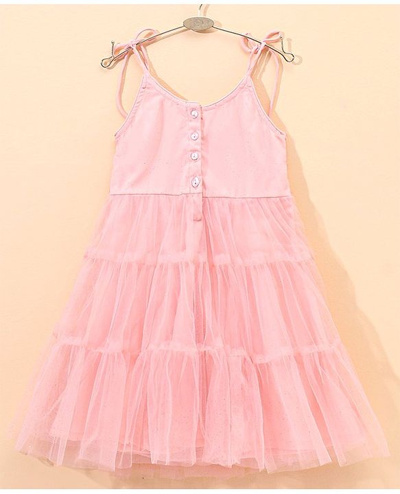 Babyhug Singlet Embroidered Ethnic Dress with Sequins Detailing - Pink