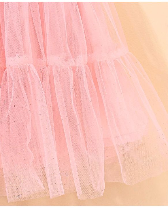 Babyhug Singlet Embroidered Ethnic Dress with Sequins Detailing - Pink