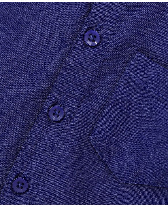 Babyhug Half Sleeves Shirt & Mundu Set Solid Colour- Royal Blue