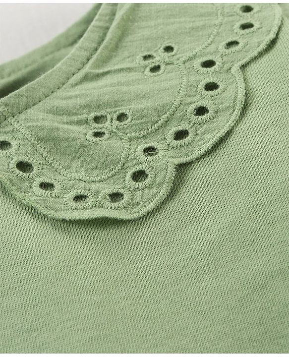 Babyhug Cotton Knit Full Sleeves Solid Tee & Pant Floral Print - Green Peach