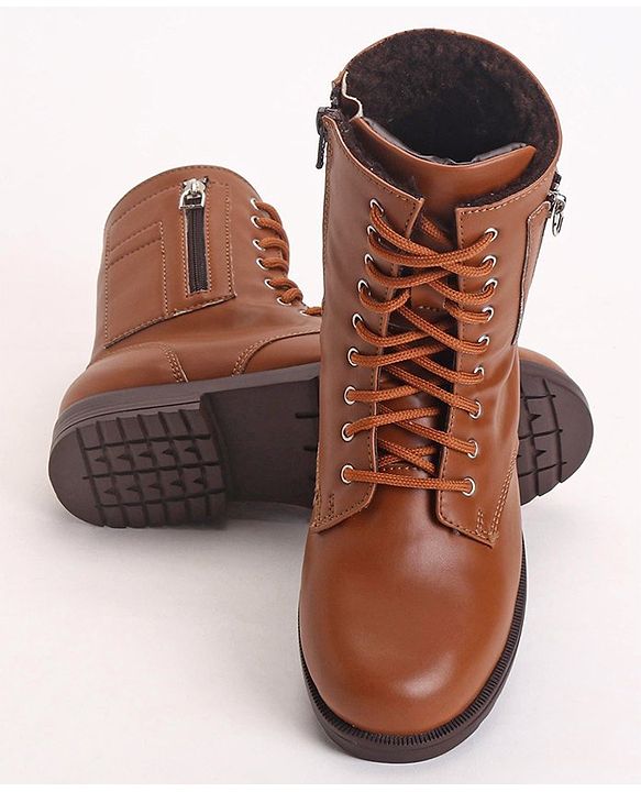 Pine Kids Winter Boots With Zipper & Lace Closure - Green