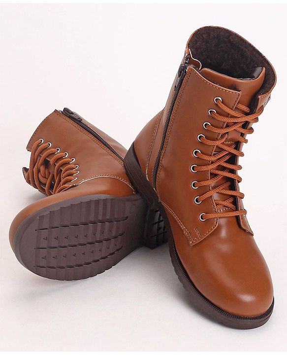 Pine Kids Winter Boots With Zipper & Lace Closure - Green