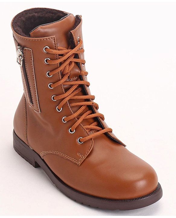Pine Kids Winter Boots With Zipper & Lace Closure - Green