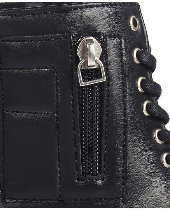 Pine Kids Winter Boots With Zipper & Lace Closure - Black