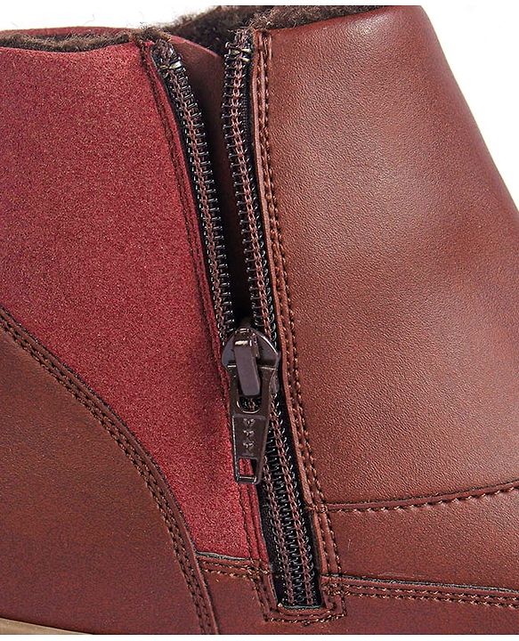 Pine Kids Slip On Winter Boots With Zipper Closure - Brown