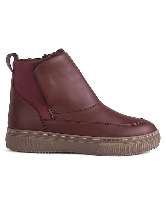 Pine Kids Slip On Winter Boots With Zipper Closure - Brown