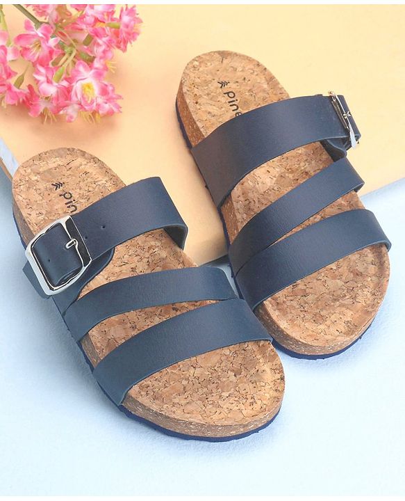 Pine Kids Slip On Sandals with Cork Footbed - Navy
