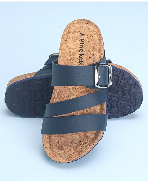 Pine Kids Slip On Sandals with Cork Footbed - Navy