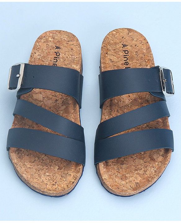 Pine Kids Slip On Sandals with Cork Footbed - Navy