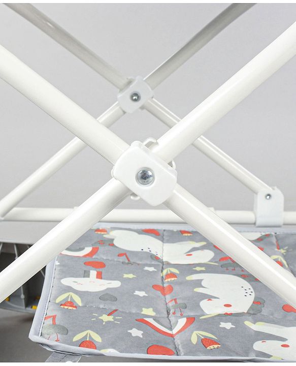 Babyhug Unicorn Foldable Baby Walker Cum Rocker With Parent Push Handle & Sun Shade - Grey