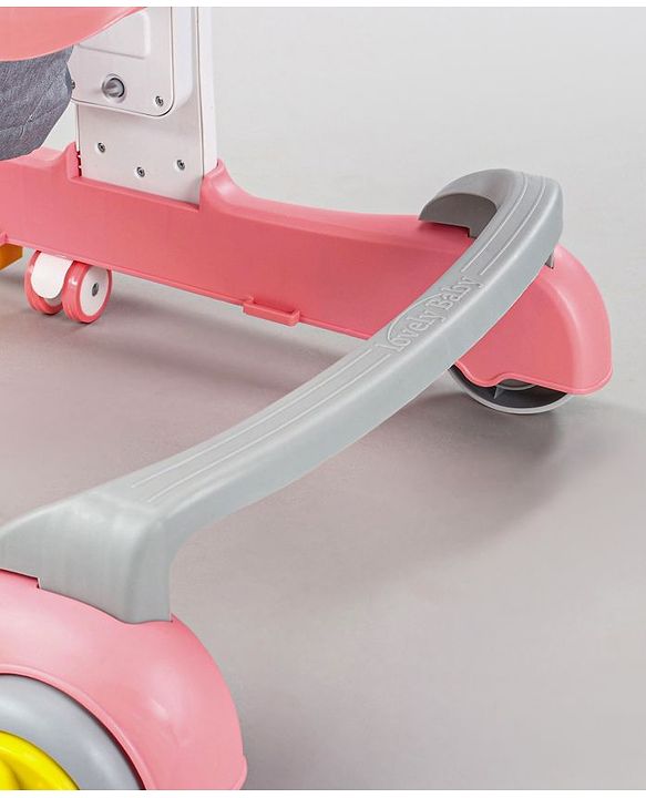 Babyhug Zest Musical Baby Walker With Adjustable Height Toy Bar & Anti Fall Protection- Pink & White| Rear Wheels with Speed Control| Removable Toy Tray| Adjustable Cushion Seat| BIS Certified