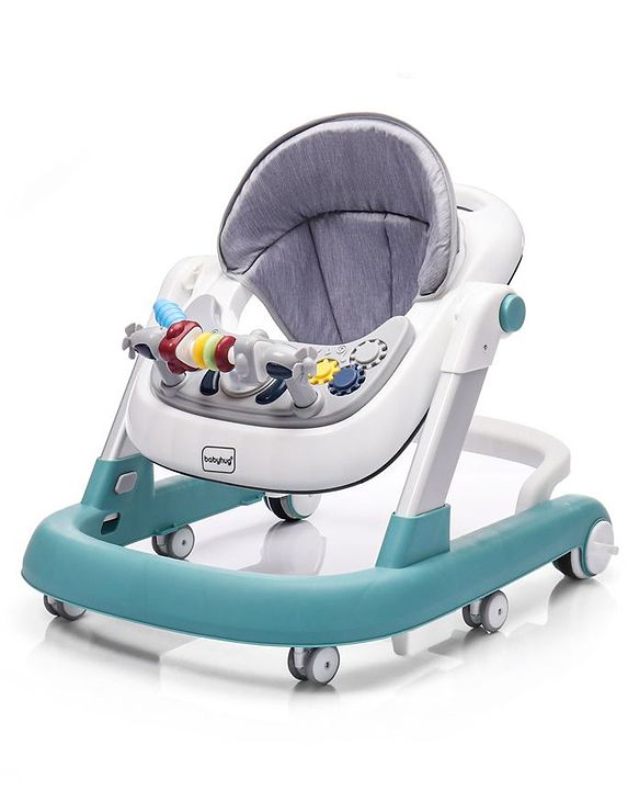 Babyhug Laugh & Learn Multifunctional 2 in 1 Baby Walker With anti Fall Protection & Adjustable Height - Red White| Musical Play Tray with Light| Easy Compact Folding| Swivel Wheels| Smart Speed Control| Push Walker