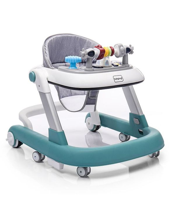 Babyhug Laugh & Learn Multifunctional 2 in 1 Baby Walker With anti Fall Protection & Adjustable Height - Red White| Musical Play Tray with Light| Easy Compact Folding| Swivel Wheels| Smart Speed Control| Push Walker