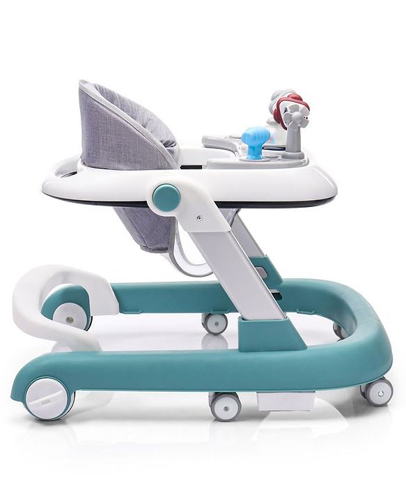 Babyhug Laugh & Learn Multifunctional 2 in 1 Baby Walker With anti Fall Protection & Adjustable Height - Red White| Musical Play Tray with Light| Easy Compact Folding| Swivel Wheels| Smart Speed Control| Push Walker