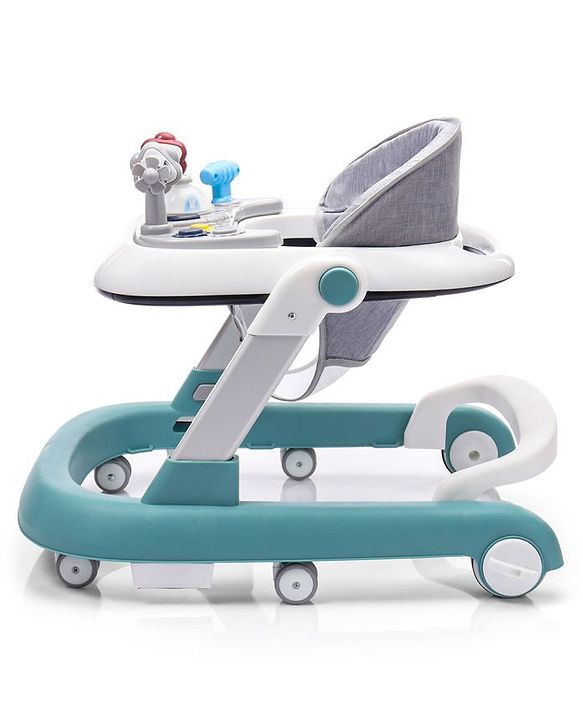 Babyhug Laugh & Learn Multifunctional 2 in 1 Baby Walker With anti Fall Protection & Adjustable Height - Red White| Musical Play Tray with Light| Easy Compact Folding| Swivel Wheels| Smart Speed Control| Push Walker