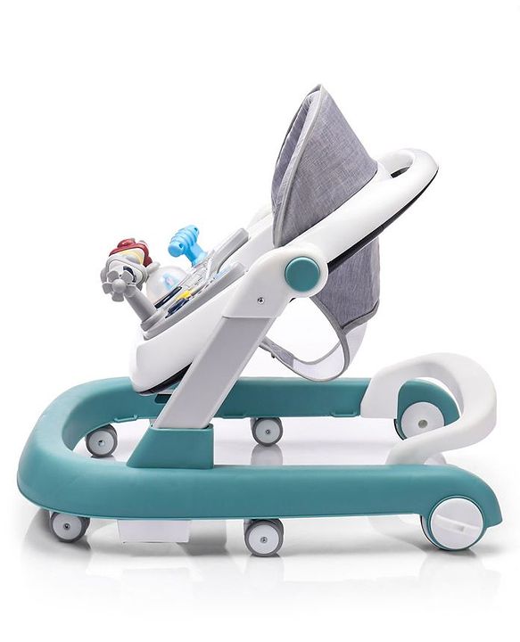 Babyhug Laugh & Learn Multifunctional 2 in 1 Baby Walker With anti Fall Protection & Adjustable Height - Red White| Musical Play Tray with Light| Easy Compact Folding| Swivel Wheels| Smart Speed Control| Push Walker