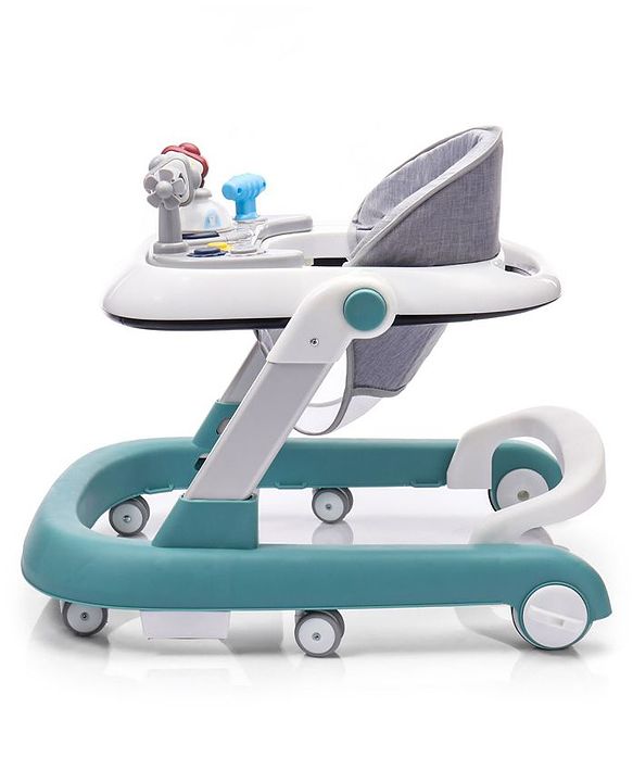 Babyhug Laugh & Learn Multifunctional 2 in 1 Baby Walker With anti Fall Protection & Adjustable Height - Red White| Musical Play Tray with Light| Easy Compact Folding| Swivel Wheels| Smart Speed Control| Push Walker