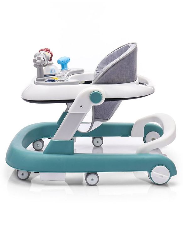 Babyhug Laugh & Learn Multifunctional 2 in 1 Baby Walker With anti Fall Protection & Adjustable Height - Red White| Musical Play Tray with Light| Easy Compact Folding| Swivel Wheels| Smart Speed Control| Push Walker