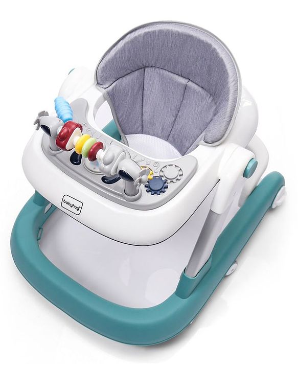 Babyhug Laugh & Learn Multifunctional 2 in 1 Baby Walker With anti Fall Protection & Adjustable Height - Red White| Musical Play Tray with Light| Easy Compact Folding| Swivel Wheels| Smart Speed Control| Push Walker