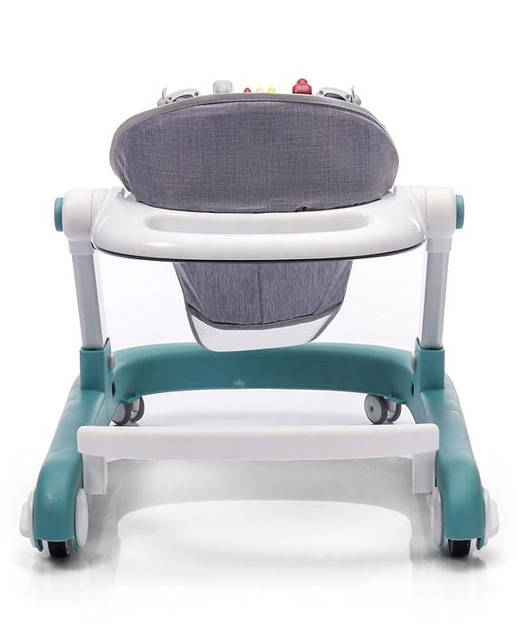 Babyhug Laugh & Learn Multifunctional 2 in 1 Baby Walker With anti Fall Protection & Adjustable Height - Red White| Musical Play Tray with Light| Easy Compact Folding| Swivel Wheels| Smart Speed Control| Push Walker