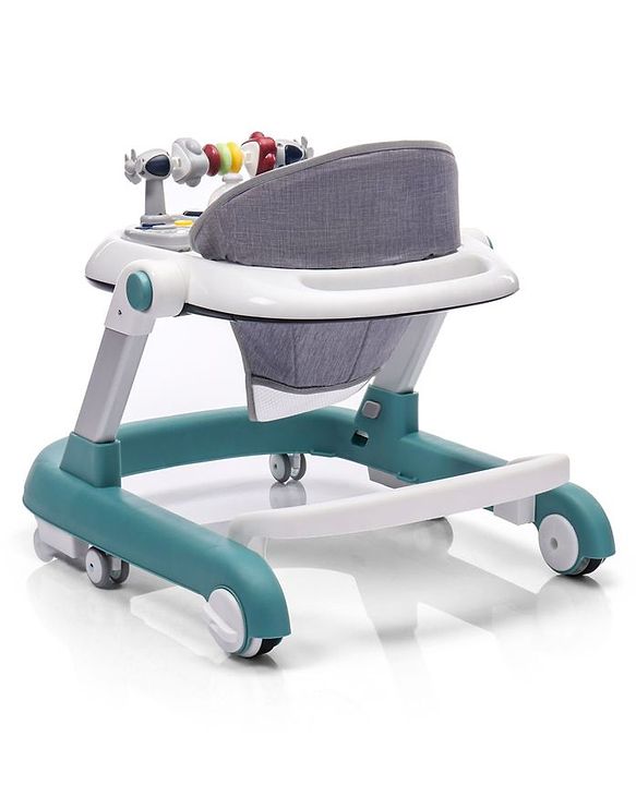 Babyhug Laugh & Learn Multifunctional 2 in 1 Baby Walker With anti Fall Protection & Adjustable Height - Red White| Musical Play Tray with Light| Easy Compact Folding| Swivel Wheels| Smart Speed Control| Push Walker