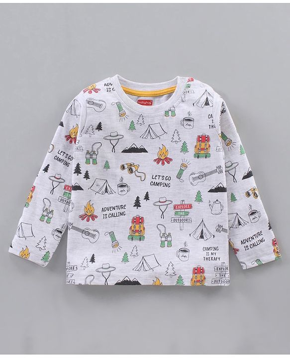 Babyhug Cotton Knit Full Sleeves T-Shirts Multi-Prints Pack of 3 - Multicolour