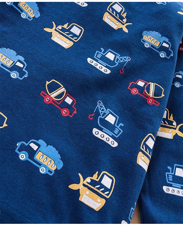 Babyhug Full Sleeves Tee Construction Vehicle Print Pack of 3 - Navy Blue Light Grey Red
