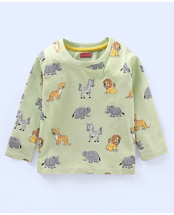 Babyhug Cotton Full Sleeves T-Shirts Animal Print Pack of 3 - Multicolour