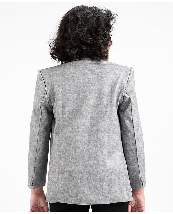 Pine Kids Full Sleeves Textured Blazer - Grey