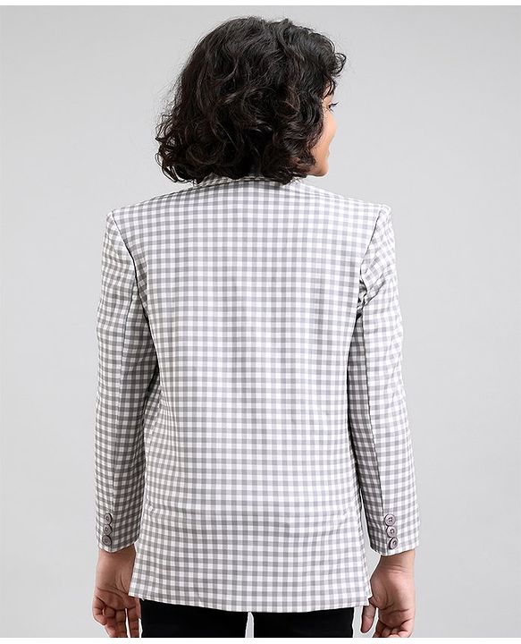 Pine Kids Full Sleeves Checked Blazer - Cream