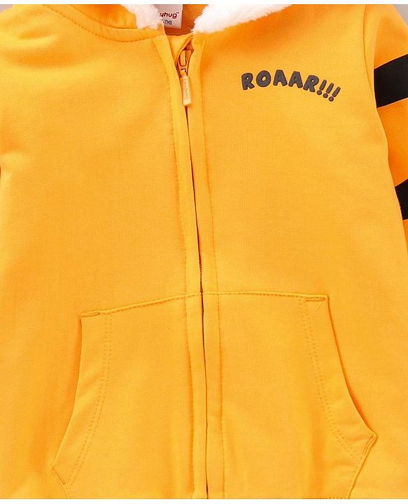 Babyhug Cotton Full Sleeves Hooded Sweatshirt Multiprint - Yellow