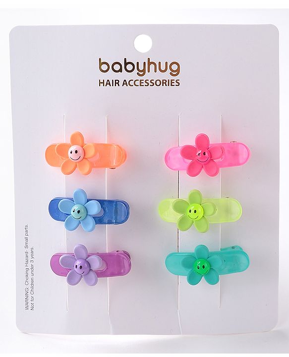 Babyhug Free Size Floral Shaped Clips  Pack of 6 - Multicolor